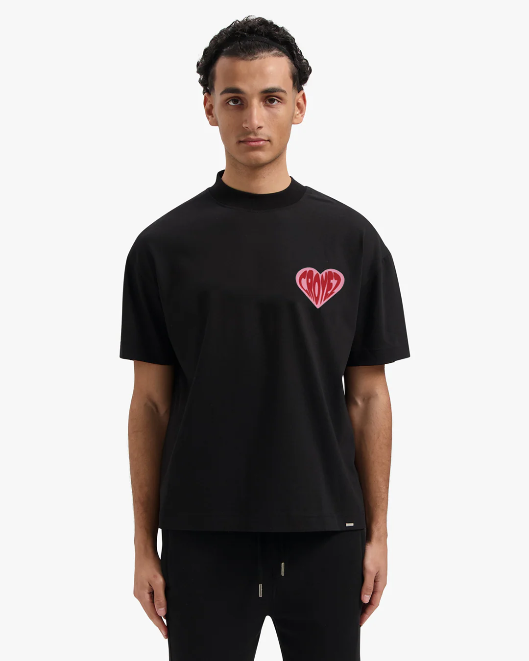 CROYEZ PUFFED HEART T-SHIRT | BLACK/RED - Image 3