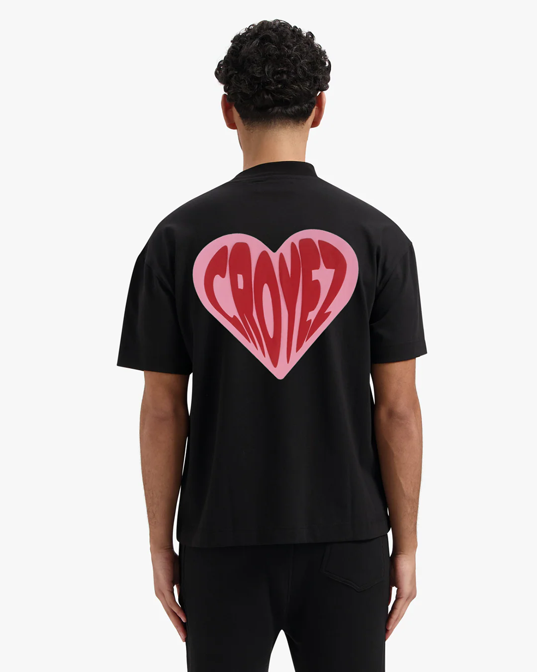 CROYEZ PUFFED HEART T-SHIRT | BLACK/RED - Image 5