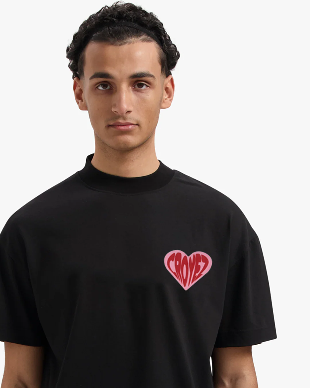 CROYEZ PUFFED HEART T-SHIRT | BLACK/RED - Image 6