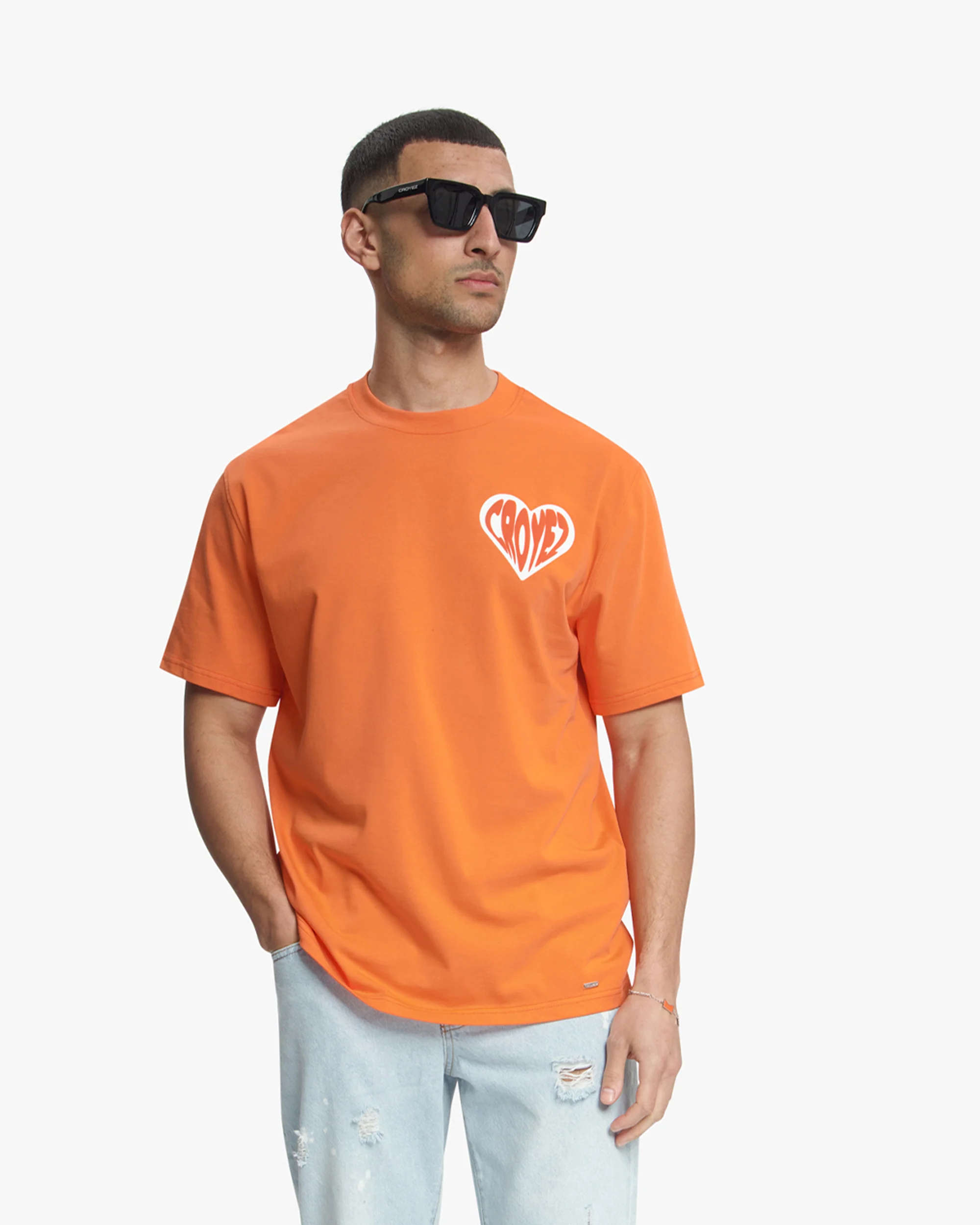 Croyez Puffed Heart T-Shirt | Orange - Image 3