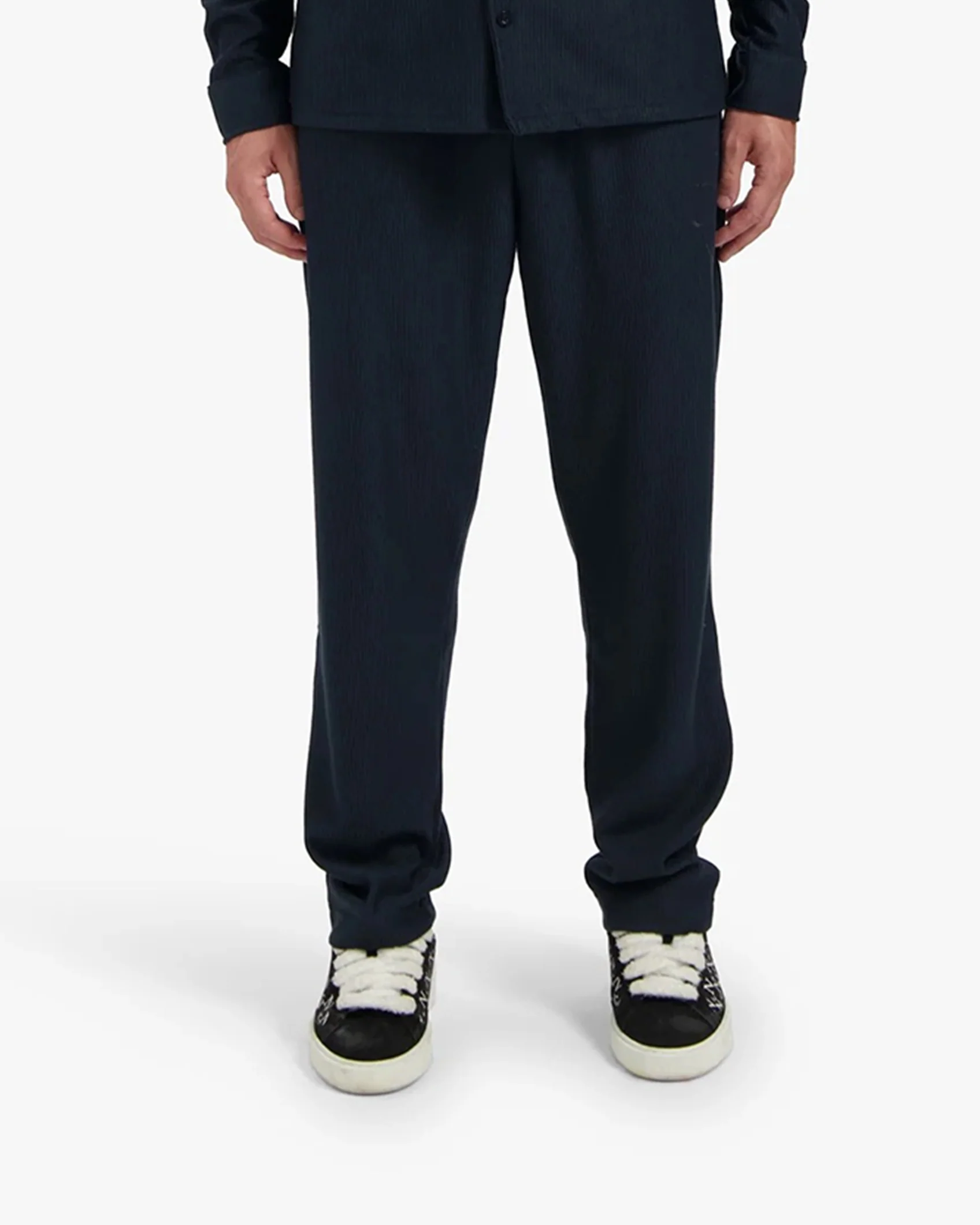 Croyez Ribbed Straight Leg Pants | Navy - Image 3