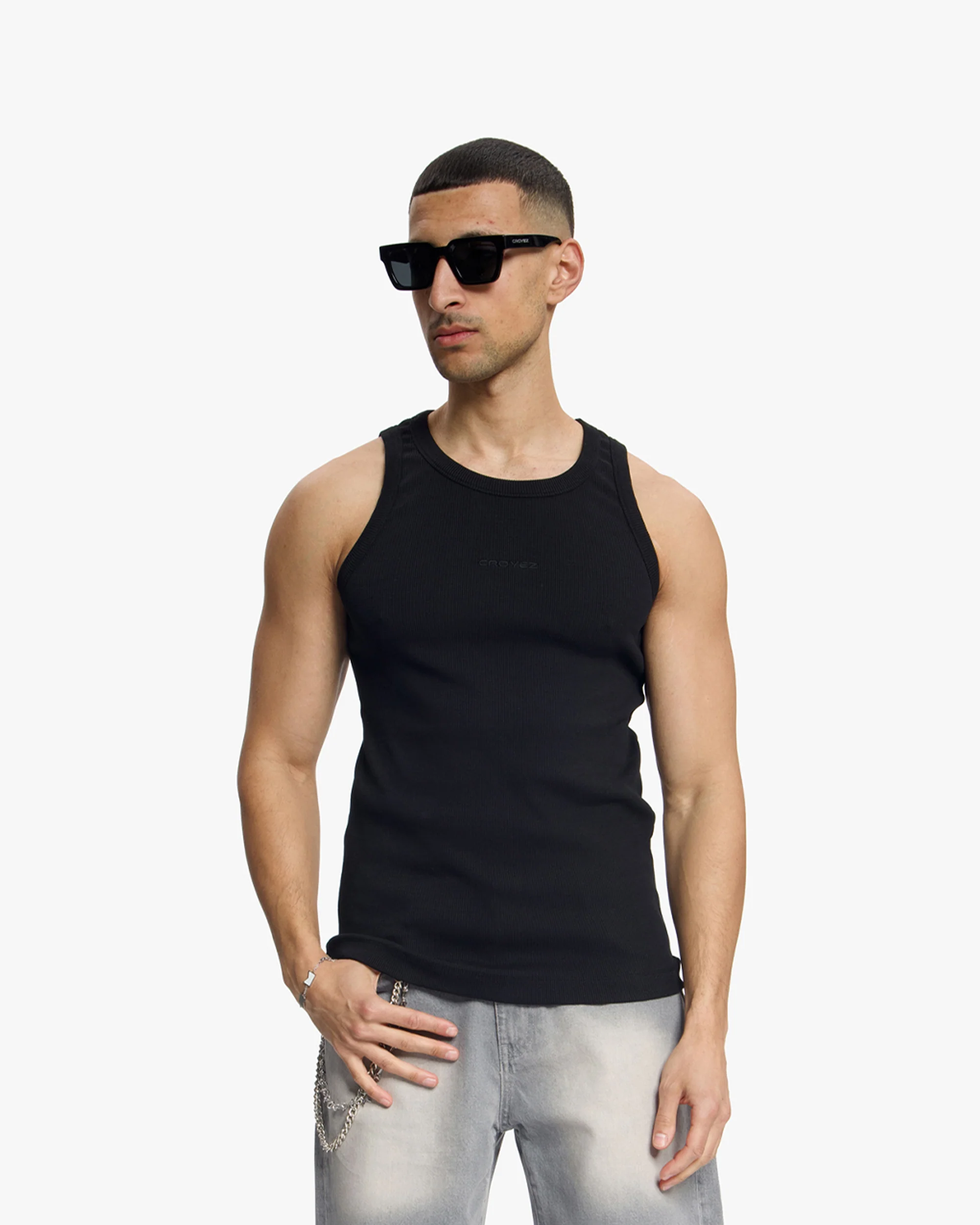 Croyez Ribbed Tank Top | Black - Image 3