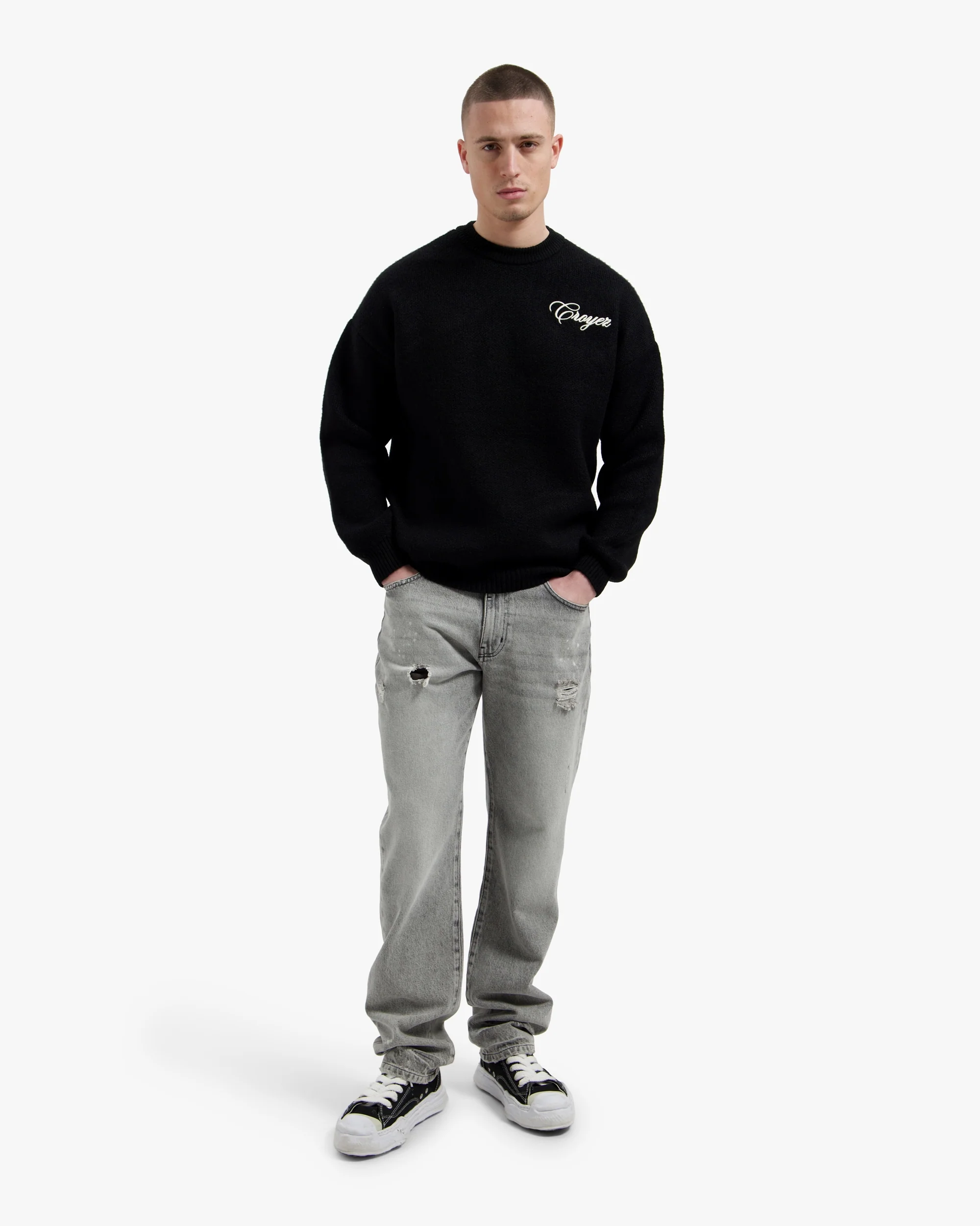 Croyez Script Knit Sweater | Vintage Black - Image 5
