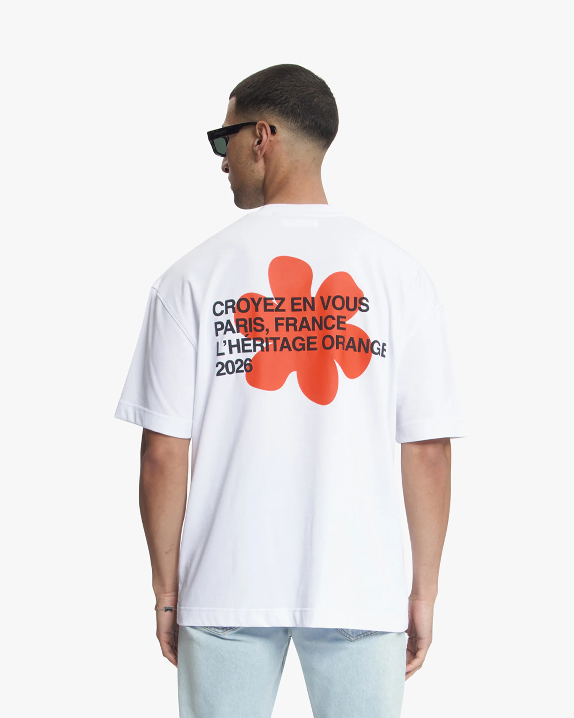 Croyez Silhouette T-Shirt | White/Orange - Image 4