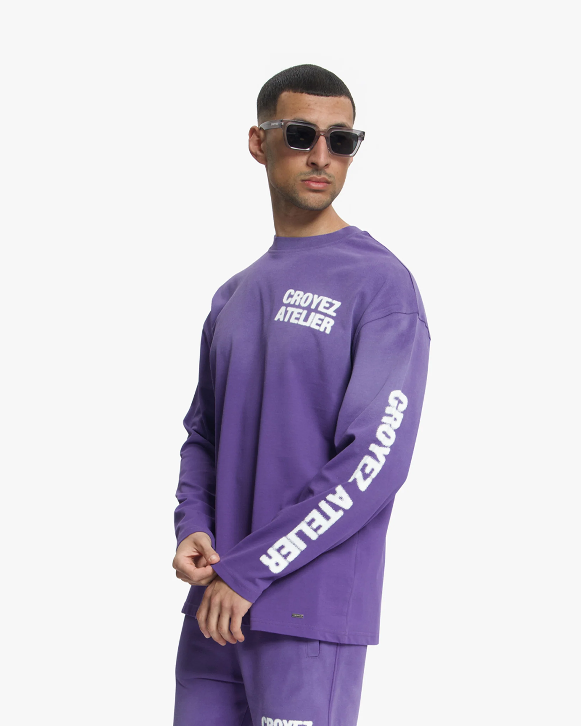 Croyez Sprayed Atelier Longsleeve | Dark Purple - Image 3