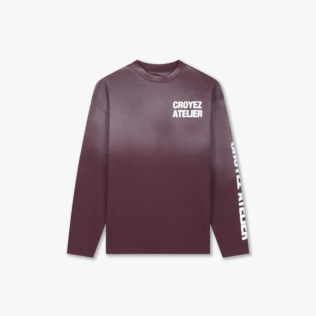 Croyez Sprayed Atelier Longsleeve T-Shirt | Burgundy