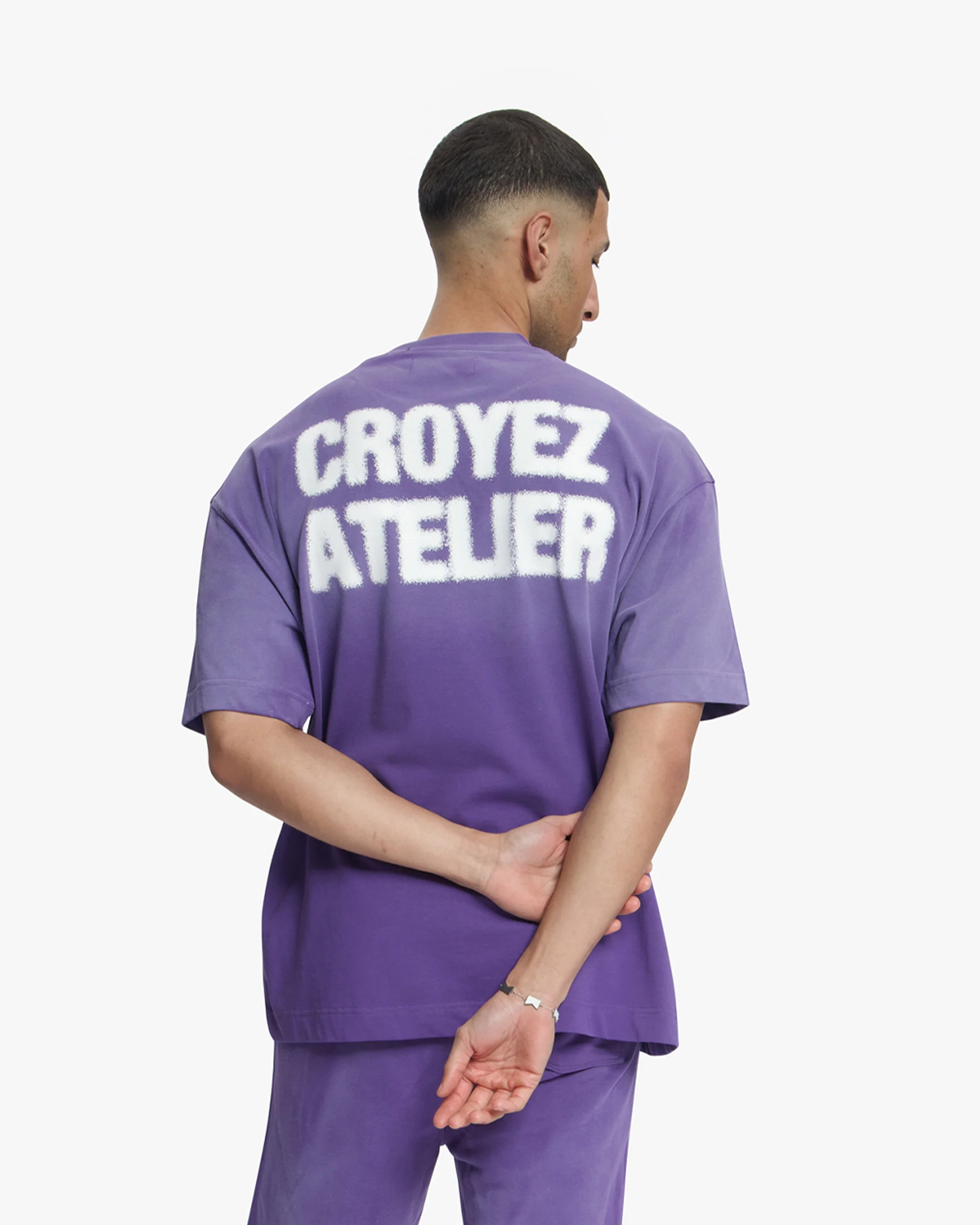 Croyez Sprayed Atelier T-Shirt | Dark Purple - Image 4