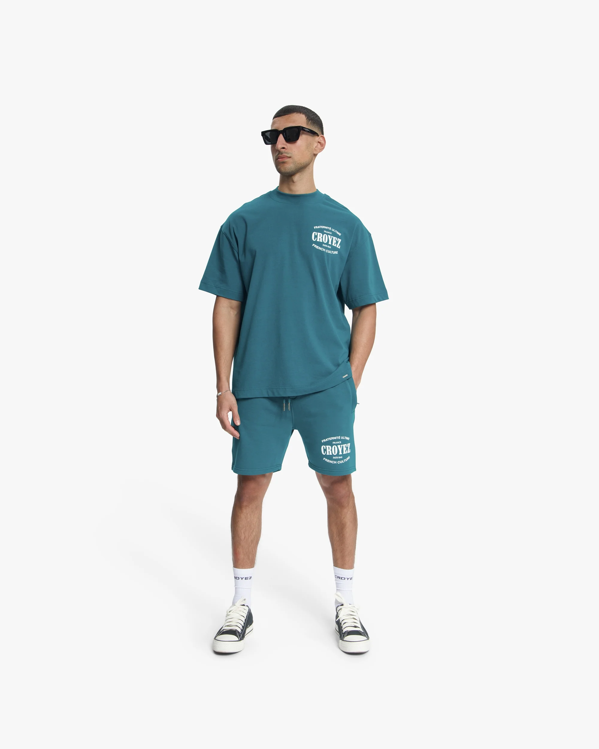 Croyez Stamp Shorts | Dark Teal - Image 5