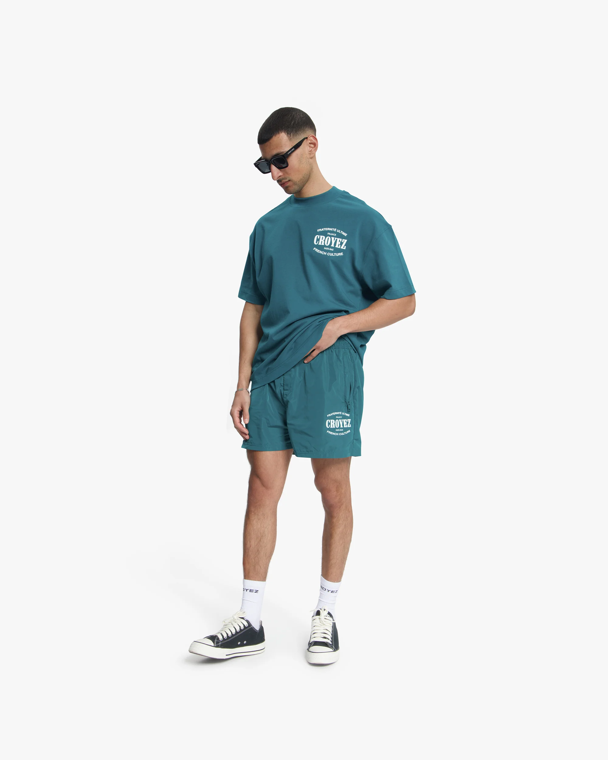 Croyez Stamp Swim Shorts | Dark Teal - Image 5
