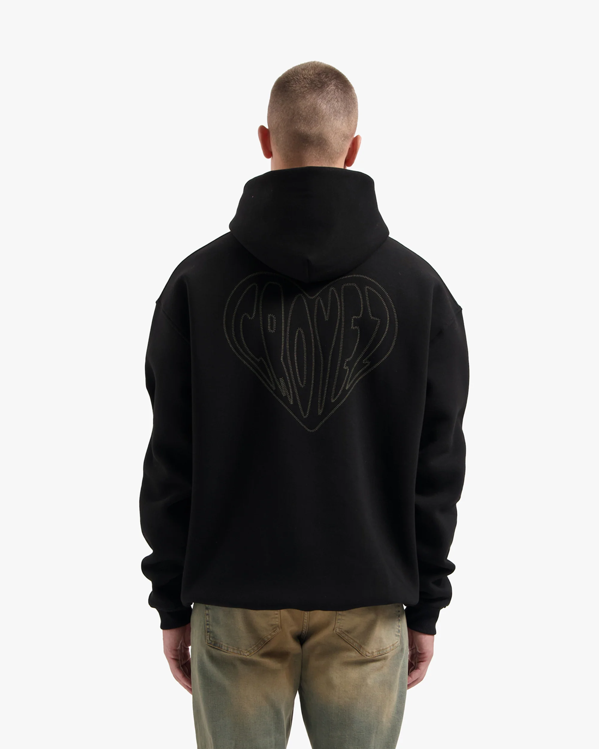 CROYEZ STITCHED HEART HOODIE | BLACK - Image 4