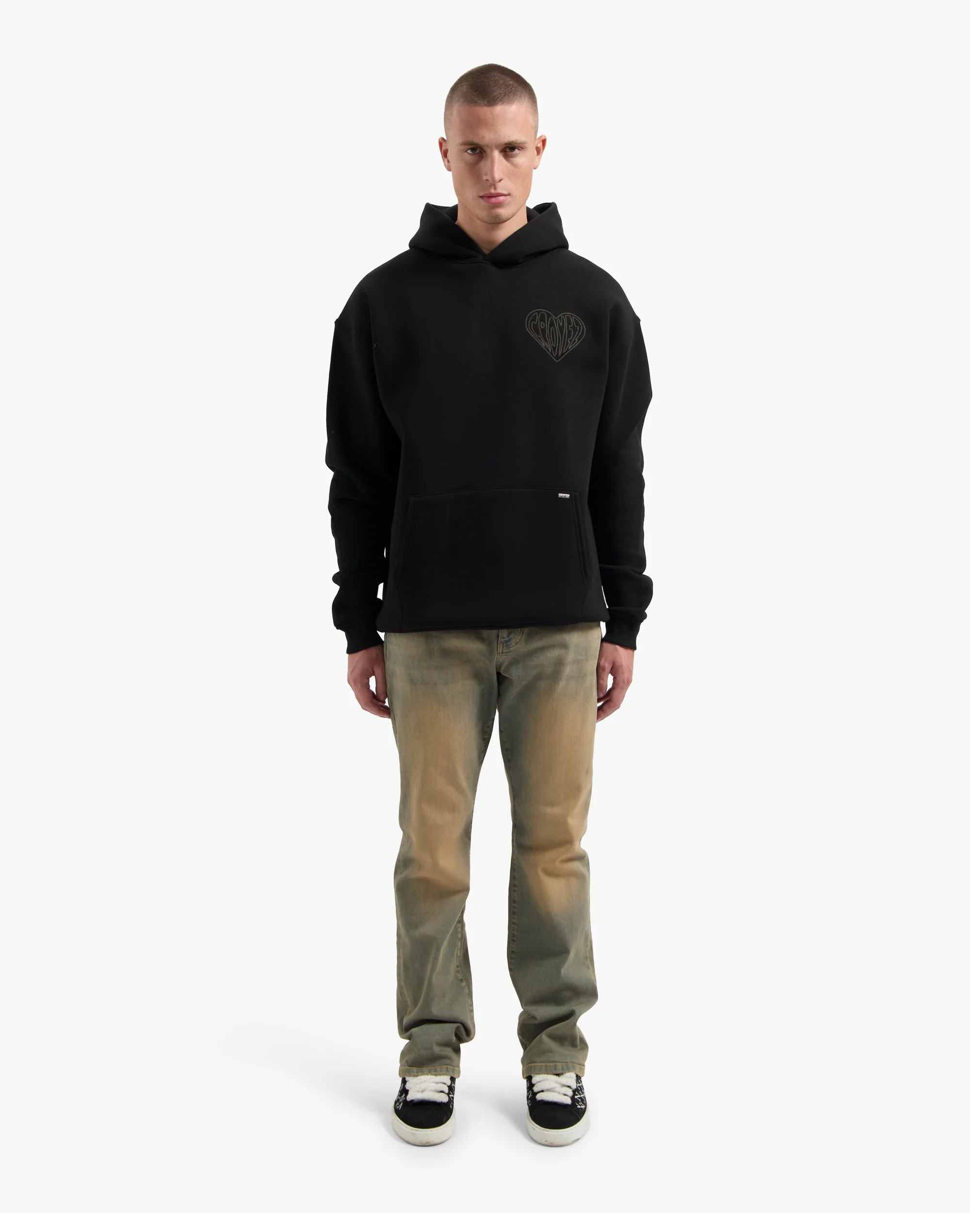 CROYEZ STITCHED HEART HOODIE | BLACK - Image 5