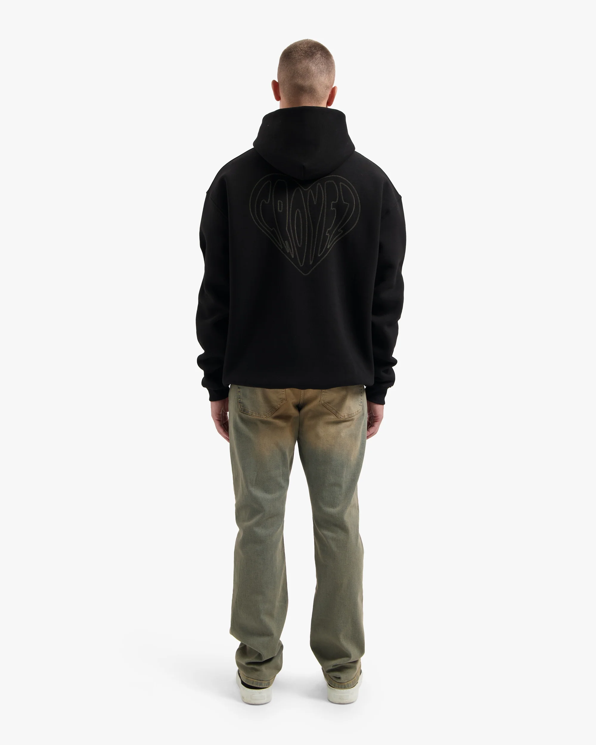 CROYEZ STITCHED HEART HOODIE | BLACK - Image 6