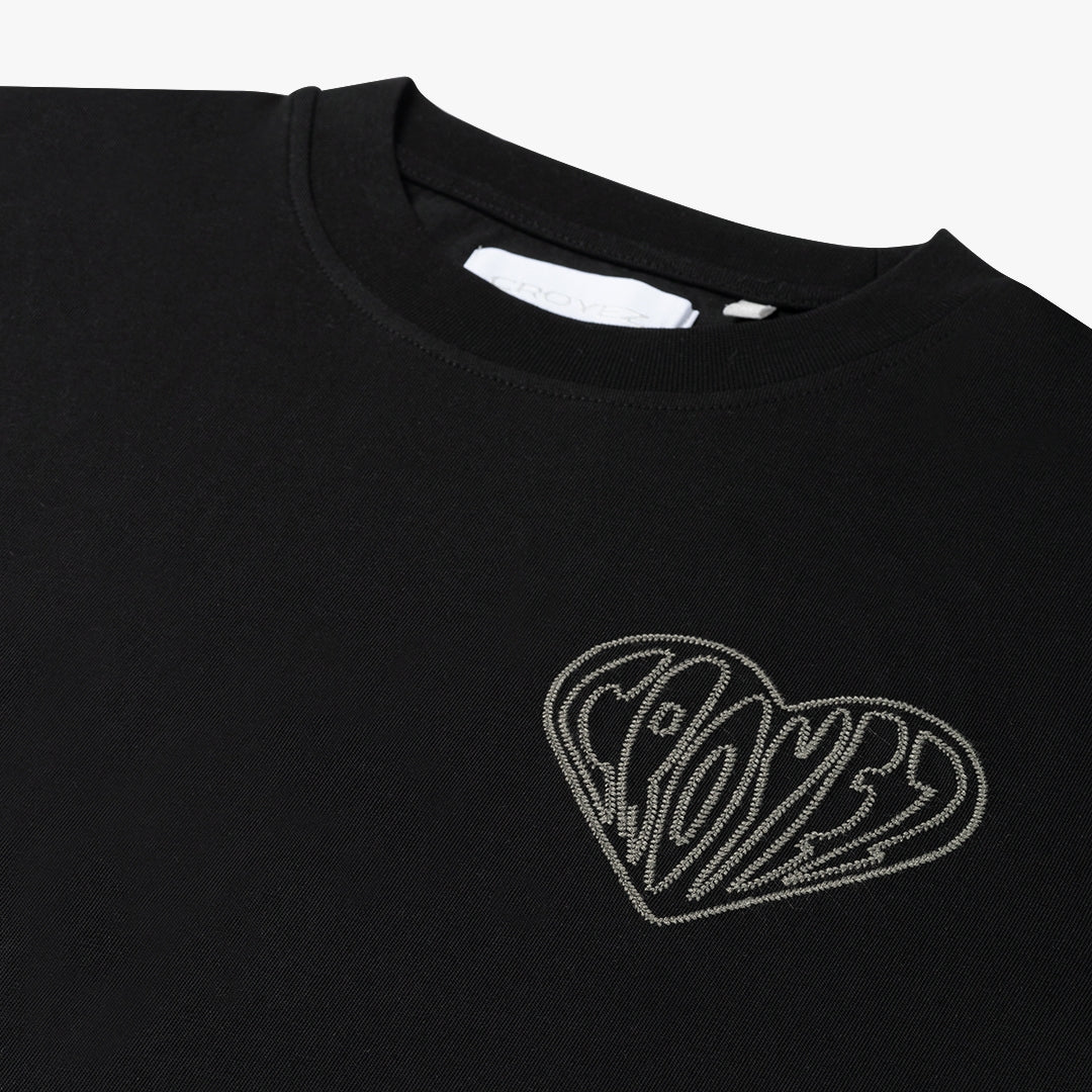 CROYEZ STITCHED HEART T-SHIRT | BLACK - Image 6