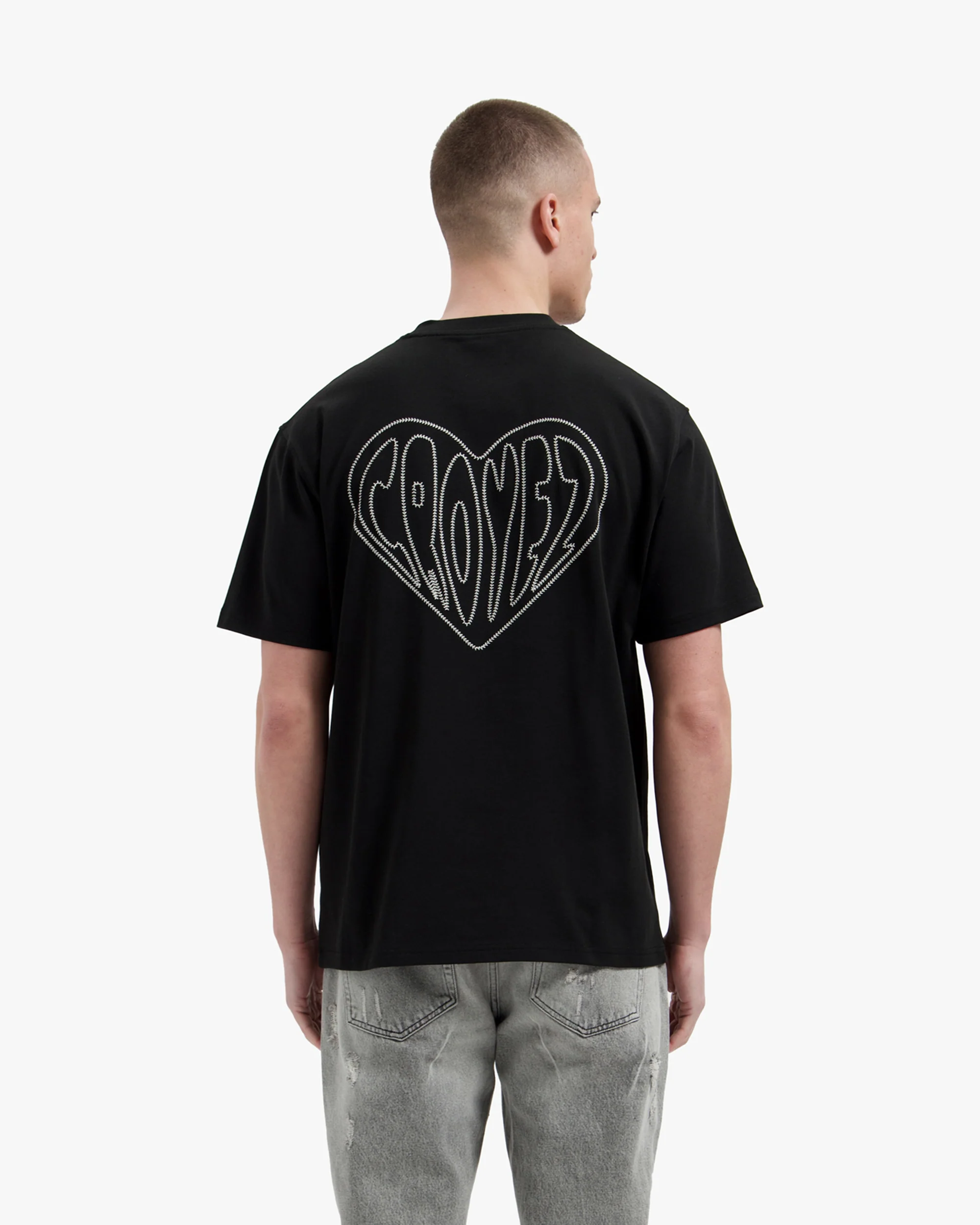 Croyez Stitched Heart T-Shirt | Vintage Black - Image 4