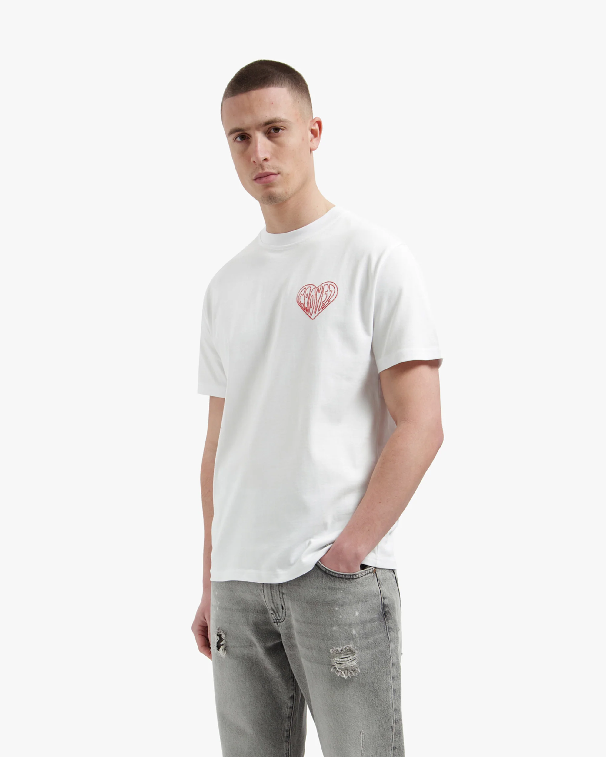 Croyez Stitched Heart T-Shirt | White - Image 3