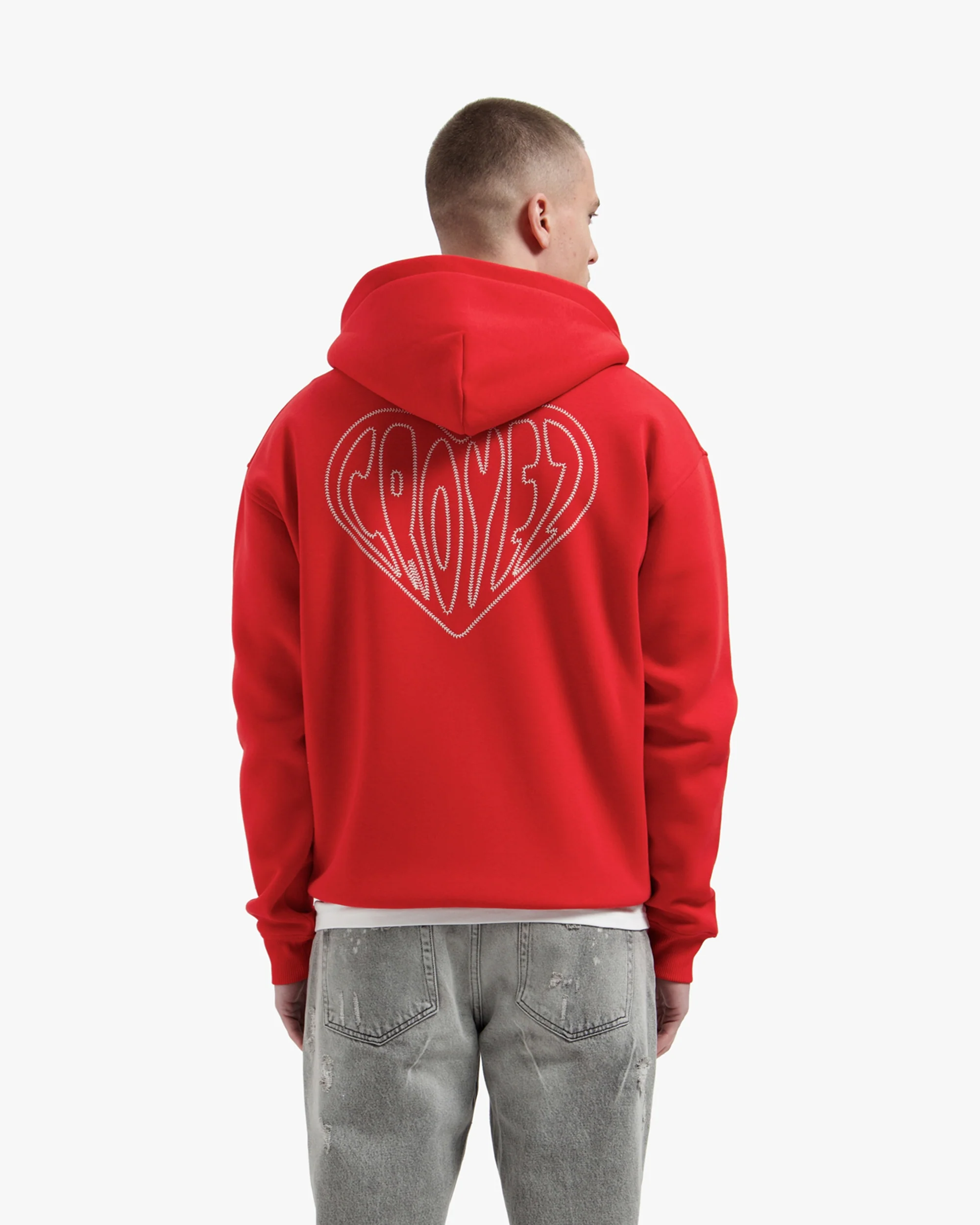 Croyez Stitched Heart Zip Hoodie | Red - Image 4