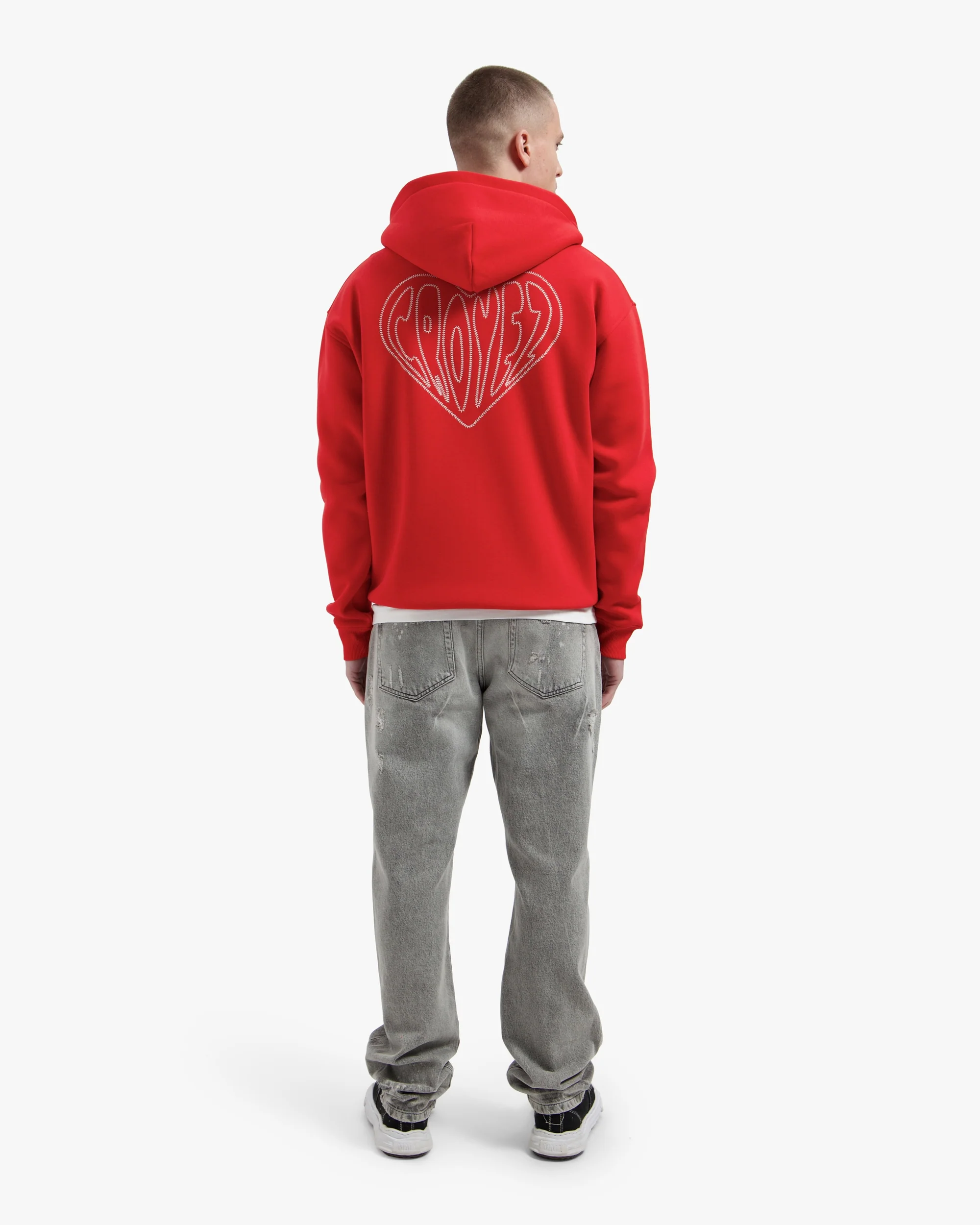 Croyez Stitched Heart Zip Hoodie | Red - Image 6