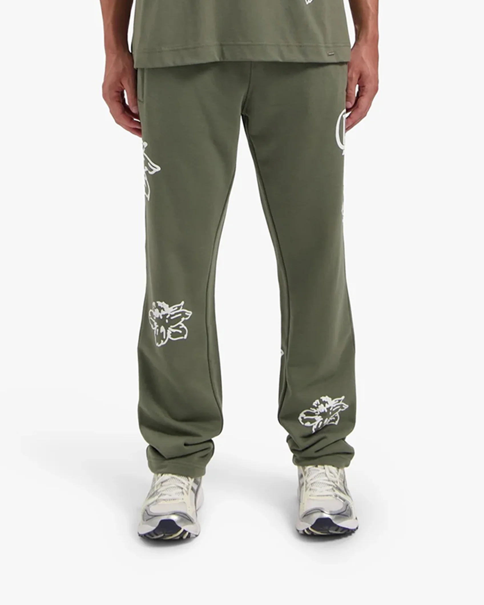 CROYEZ STRAIGHT LEG FLOWER SWEATPANTS | DUSTY OLIVE - Image 3