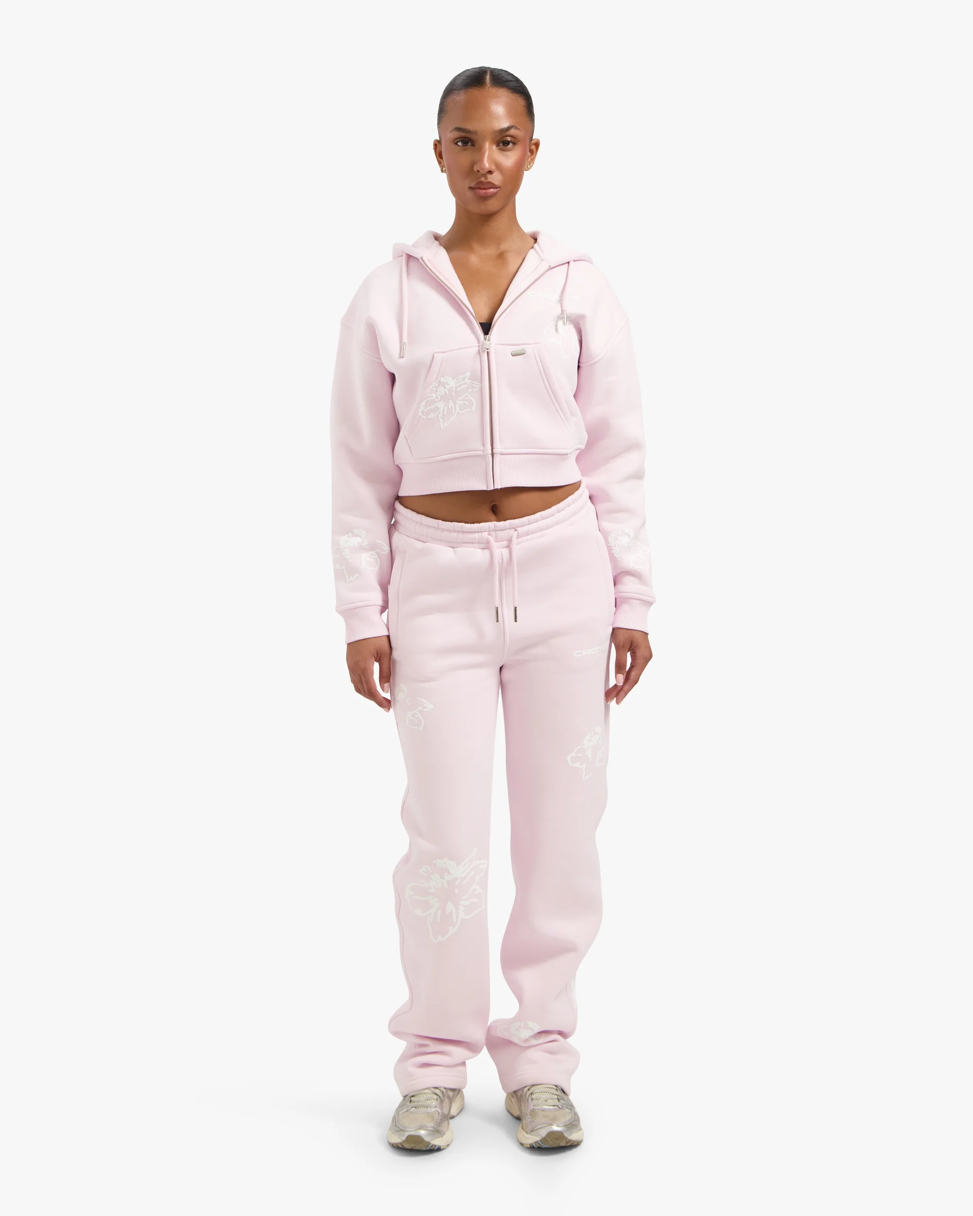 CROYEZ WOMEN FLOWER ZIP HOODIE | PINK - Image 5