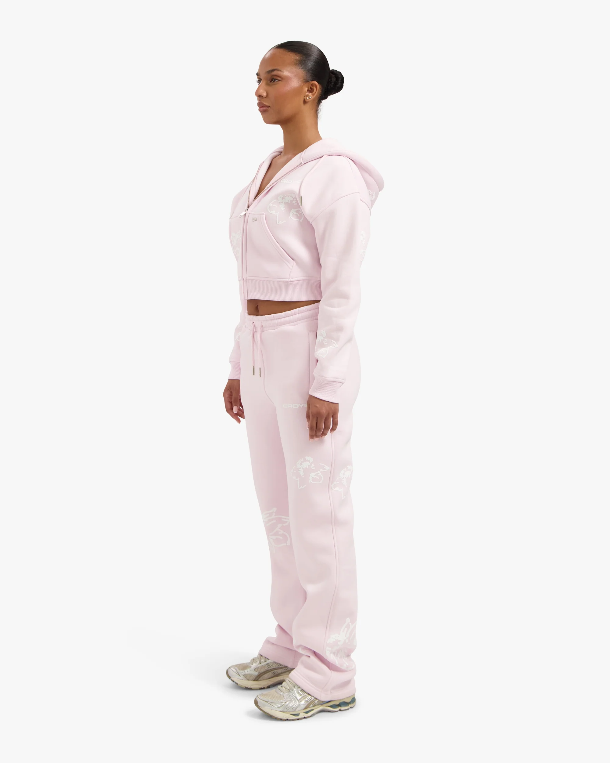 CROYEZ WOMEN FLOWER ZIP HOODIE | PINK - Image 7