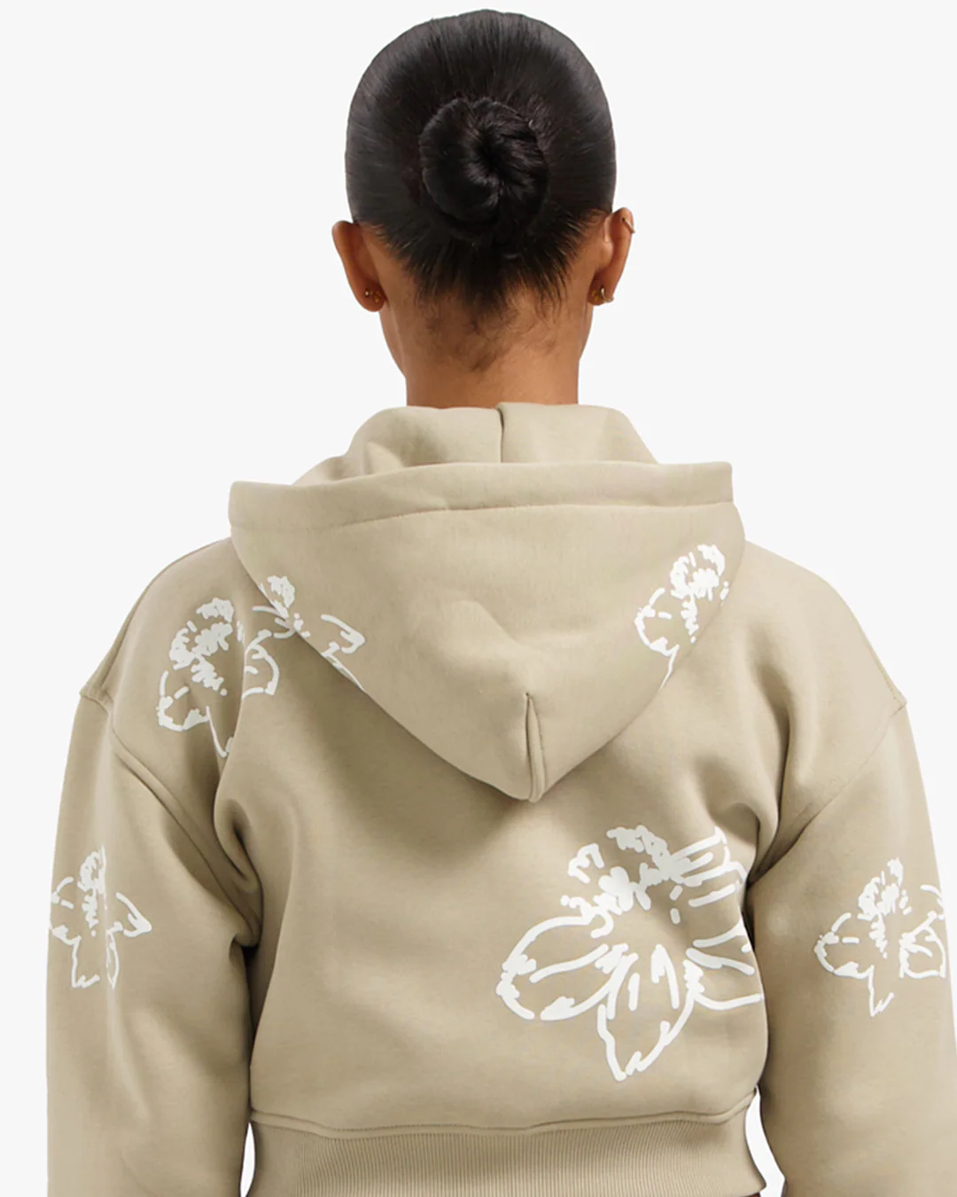 CROYEZ WOMEN FLOWER ZIP HOODIE | SAND - Image 4