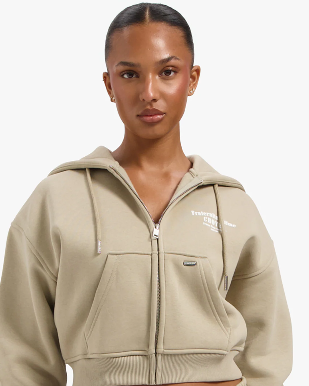 CROYEZ WOMEN FRATERNITÉ ZIP HOODIE | SAND - Image 3