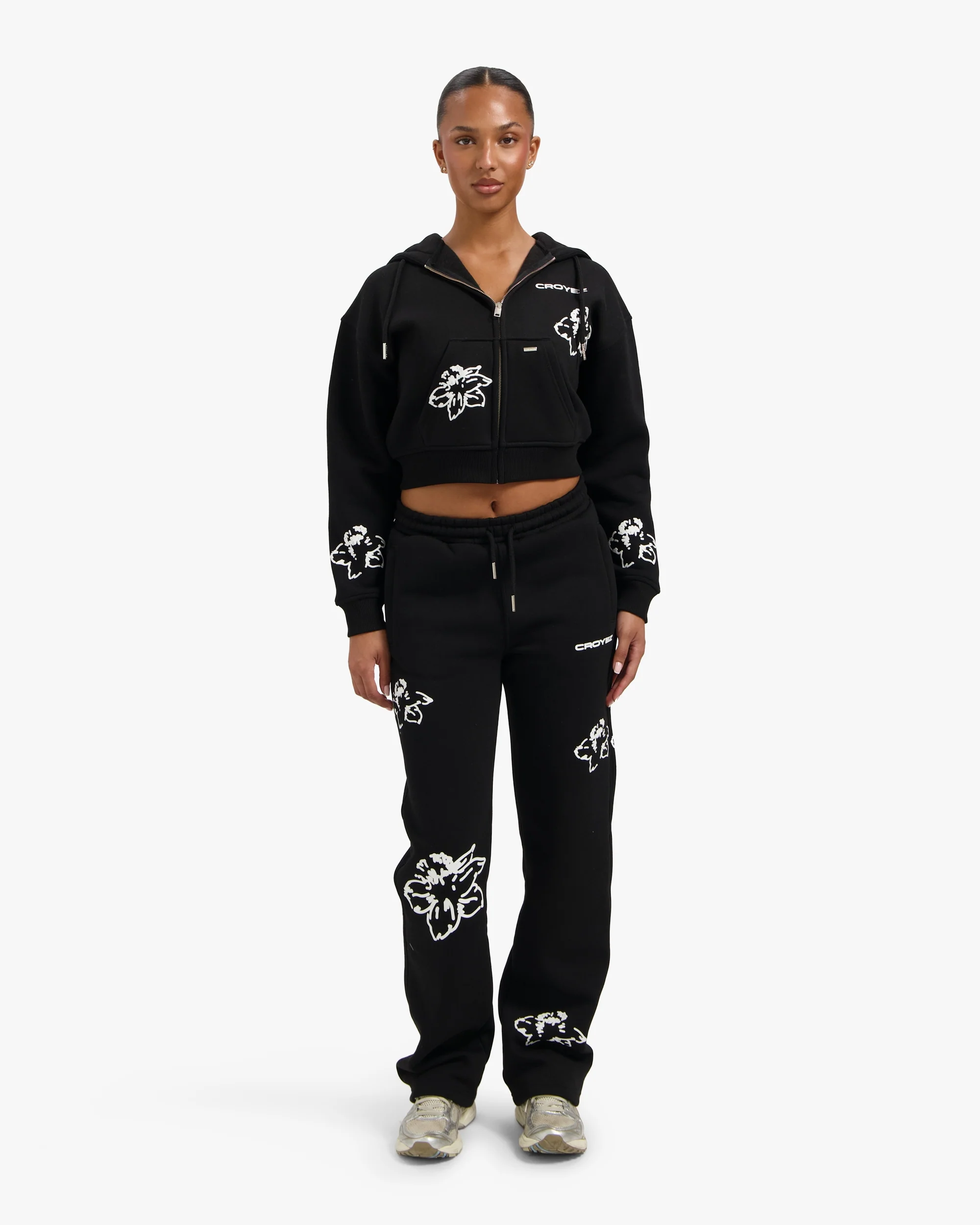 Croyez Women Initial Flower Tracksuit | Black - Image 3