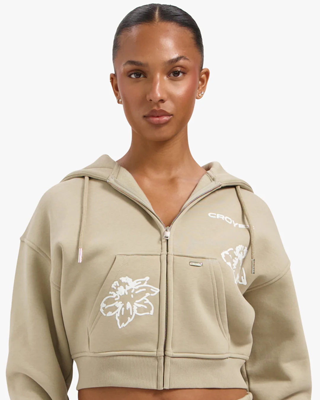 Croyez Women Initial Flower Tracksuit | Sand - Image 4